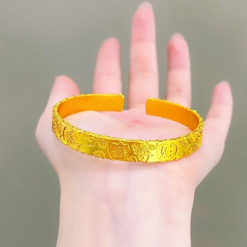 小众轻奢设计錾刻吉言手镯