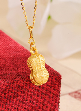 s925纯银天然和田玉花生项链女小众设计感好事发生吊坠锁骨链休闲