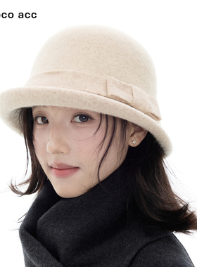 Lacoco法式赫本风羊毛礼帽女