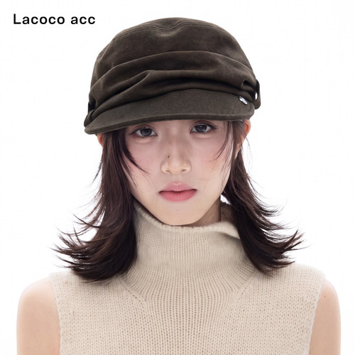 Lacoco日系复古褶皱报童帽