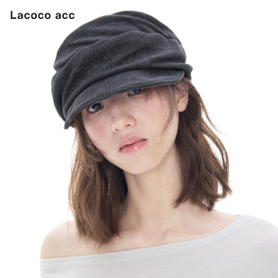 Lacoco 日系复古褶皱报童帽女2026秋季新款松弛感时髦百搭贝雷帽