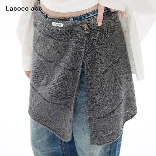 Lacoco小众纽扣针织屁帘女