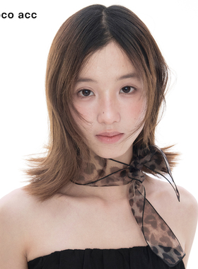 Lacoco欧根纱柔感豹纹丝巾女