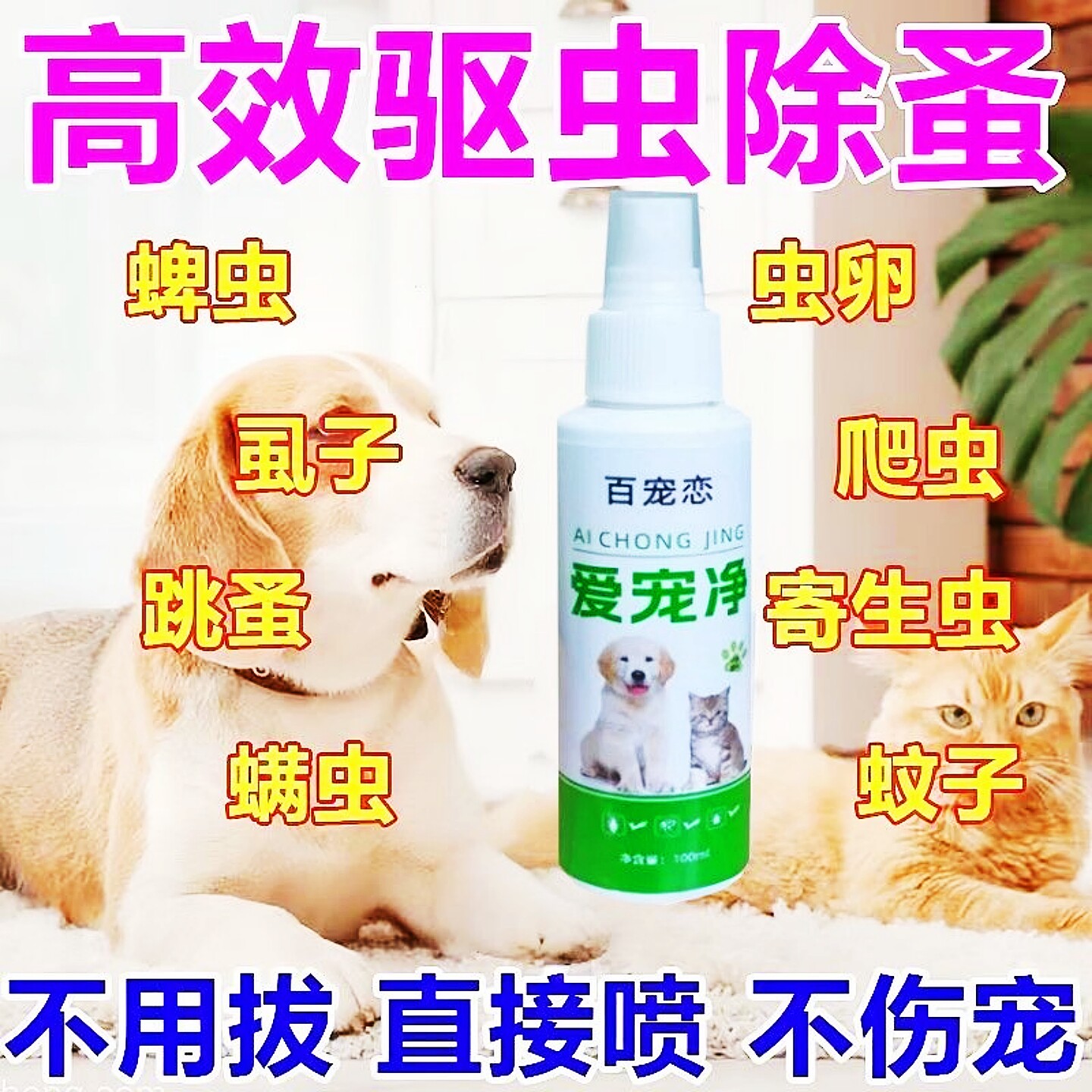 特效驱虫不怕舔】跳蚤速杀专用猫皮肤喷剂
