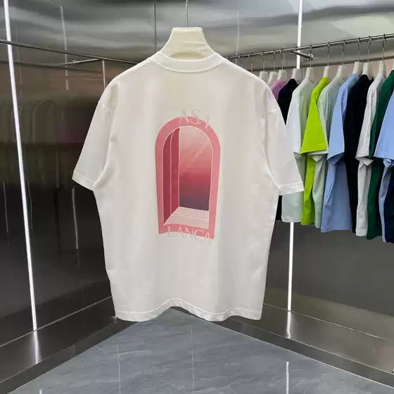 Summer New Style Ca Casa Men's Casual Short-Sleeved T-Shirt with Letter Print, Drop Shoulder Sleeves, Loose and Versatile, Unisex