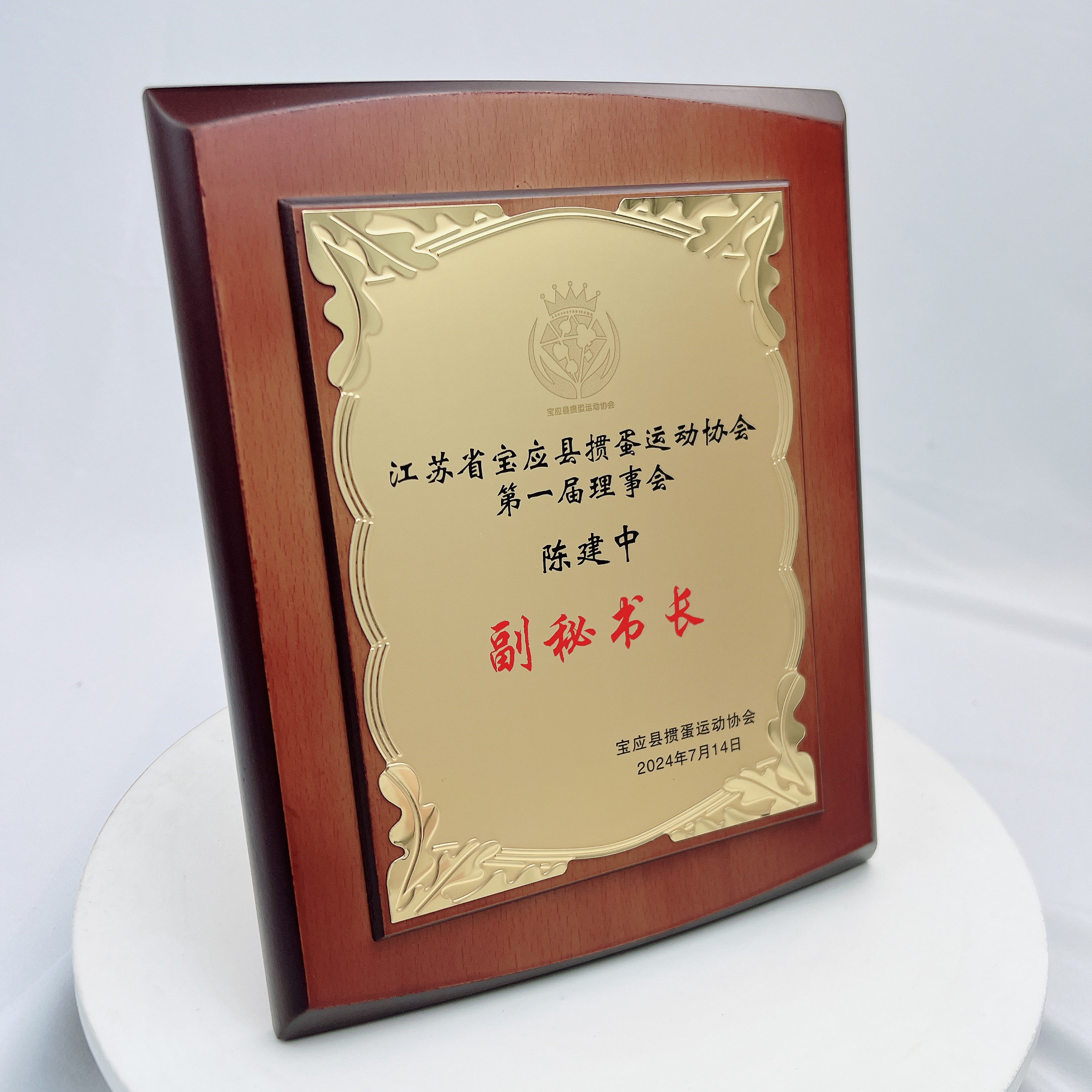 新款上架木托立体协会理事会会员奖杯/奖章/奖状/证