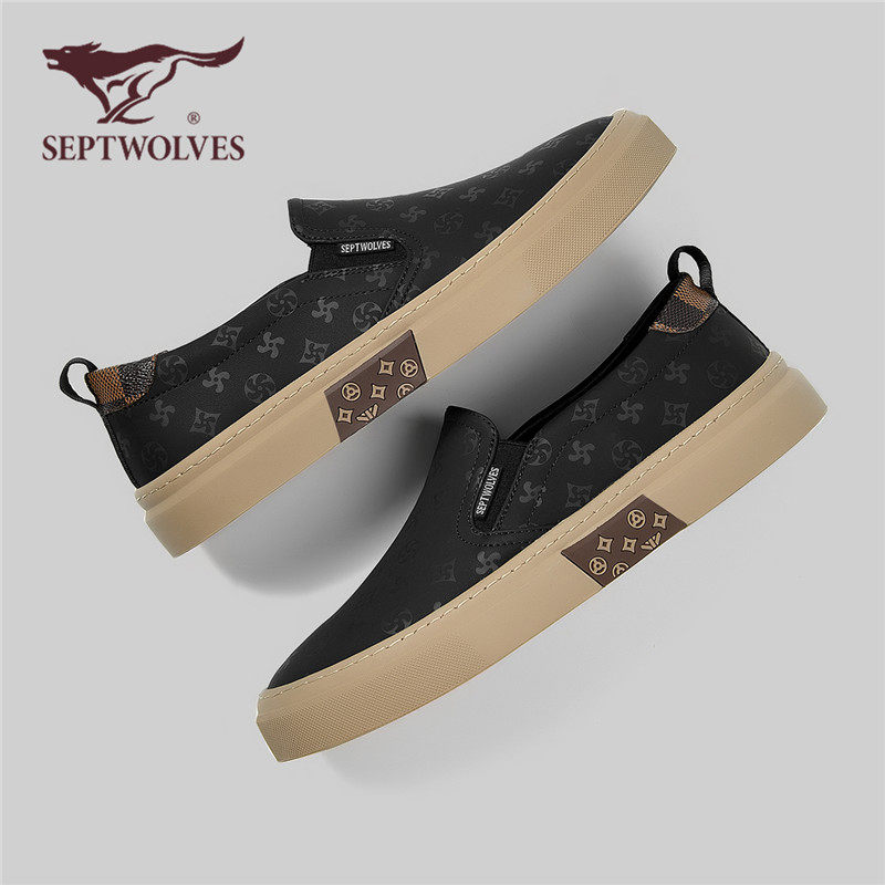 七匹真豆豆鞋男款冬季新款厚底乐福鞋男套脚板鞋英伦一脚蹬男鞋