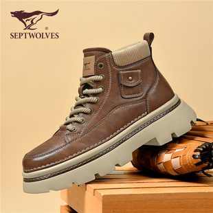 马丁靴男款 七匹狼休闲皮靴2025新款 男鞋 秋季 保暖雪地靴英伦风时尚