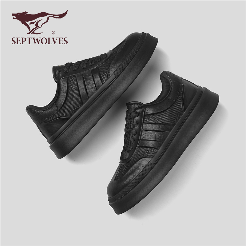 七匹狼黑色工装鞋2025新款