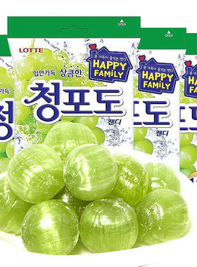 韩国进口乐天青葡萄糖153g*4袋儿童糖果零食婚庆喜糖办公聚会小吃