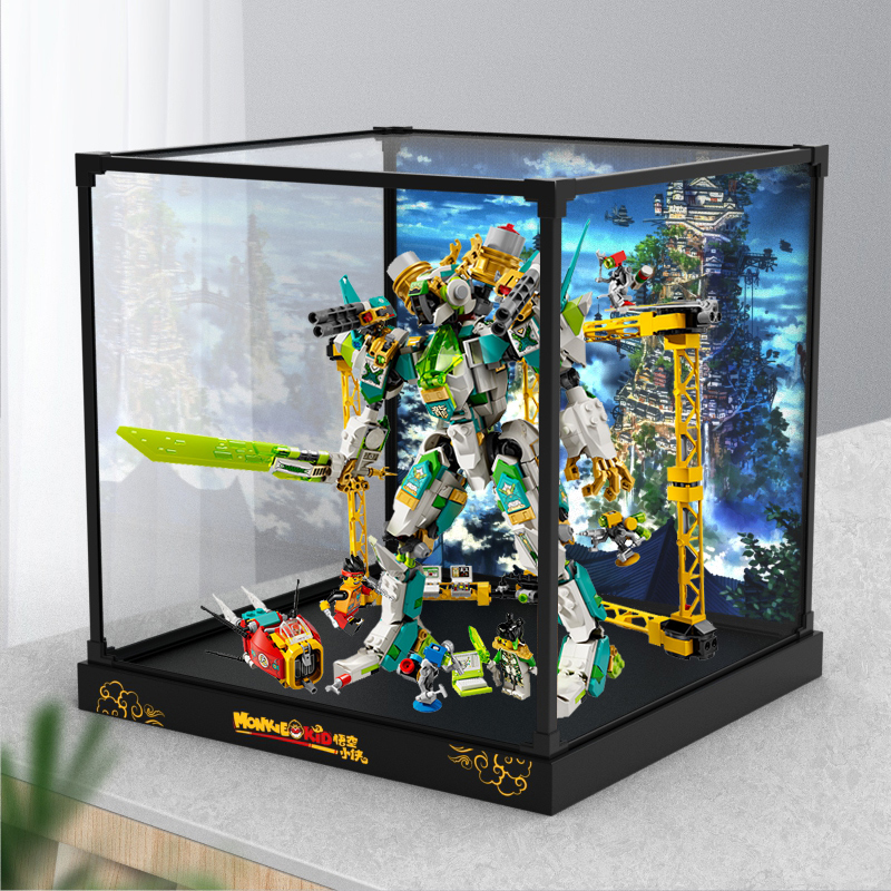 亚克力防尘罩适用乐高80053 龙小骄白龙战斗机甲模型合金框展示盒
