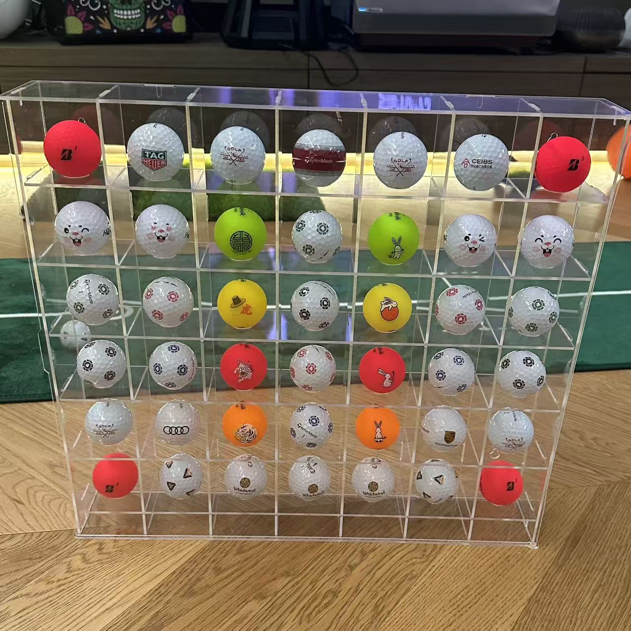 乒乓球球托展示架溜溜球收藏透明收纳架高尔夫球分格亚克力展示盒
