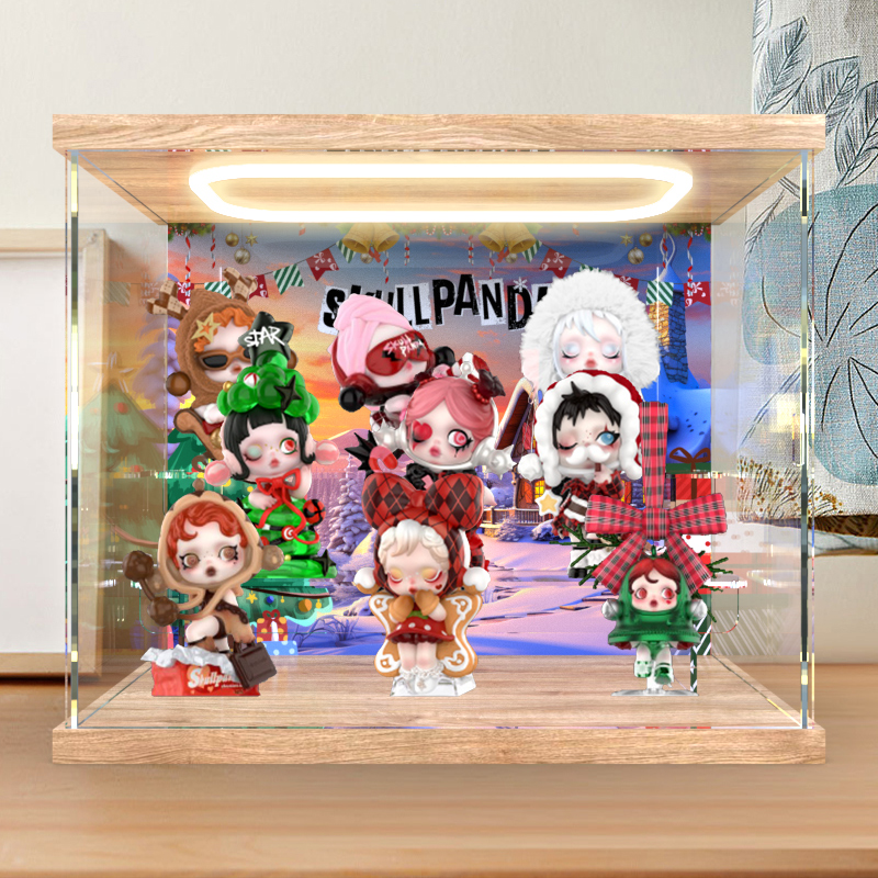 防尘罩适用泡泡玛特SKULLPANDA许愿时间到系列sp盲盒回型灯展示盒