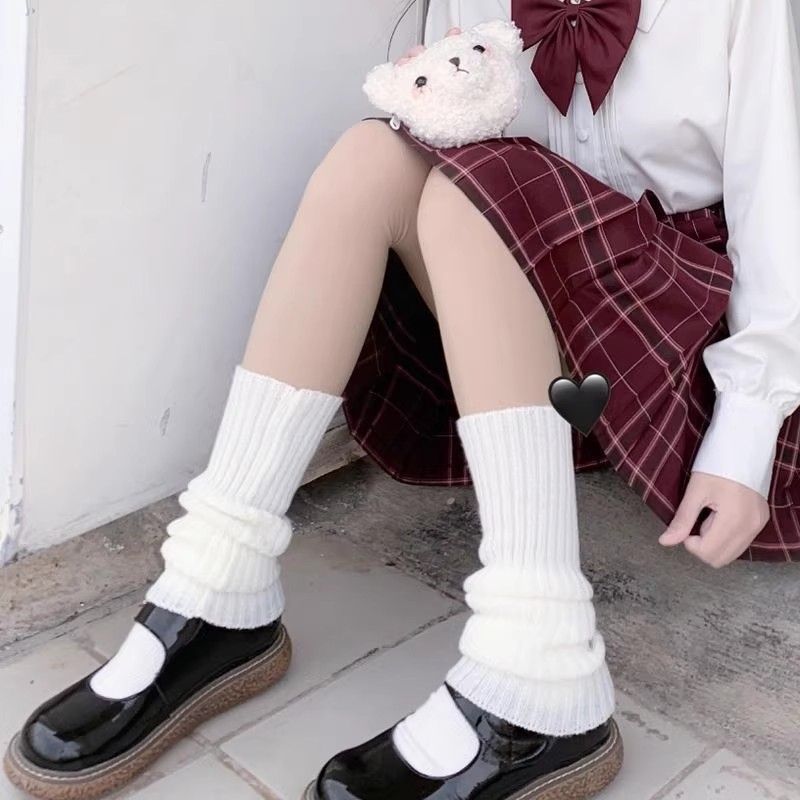 日系软妹中筒lolita堆堆袜套子女保暖护腿jk洛丽塔短款秋冬季款