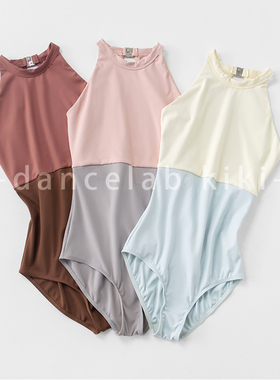 dancelab kiki芭蕾舞撞色拼接大背练功服形体服挂脖款成人女Sally