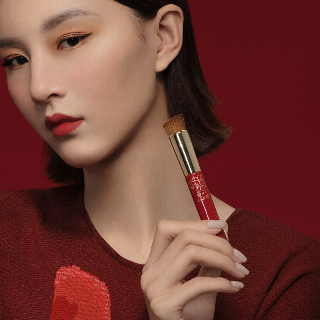 故宫霁红描金三果纹粉底刷化妆刷便携刷子美妆刷子情人节生日礼品