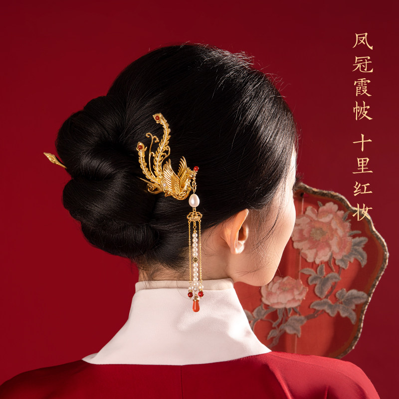 红豆国风发簪盘发头意中式