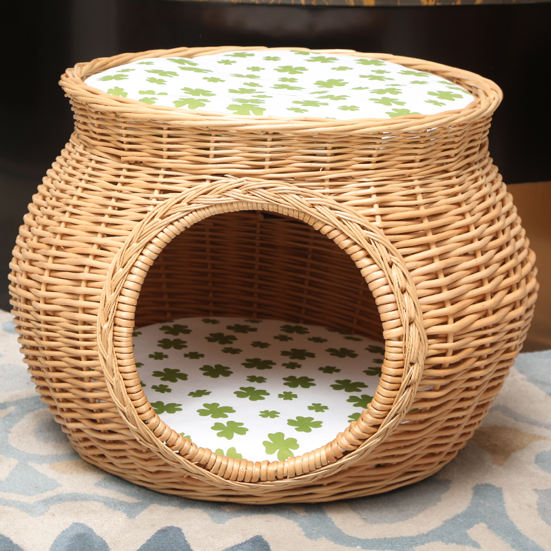 藤编四季通用夏天凉易清理猫窝