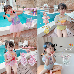 女宝宝泳衣韩版 夏可爱公主连体裙女童美人鱼吊带婴儿温泉度假泳装