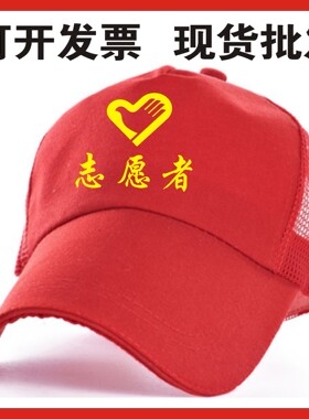 青年志愿者网格彩色图案广告帽