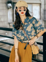鹿不作2026新款港风短袖花衬衫女oversize泰式度假风满印碎花衬衣 thumbnail 2