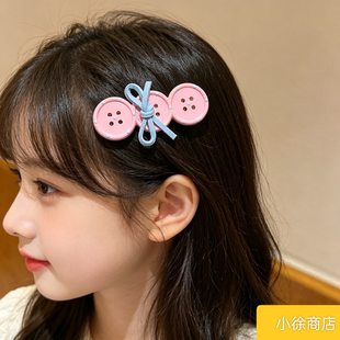2026新款波点纽扣发夹鸭嘴夹ins少女心碎发刘海夹边夹发卡发饰