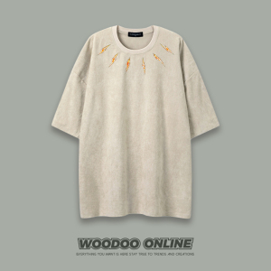 锐切羽衣 WOODOO 设计师品牌 美式街头简约创意宽松百搭 男女T恤