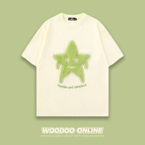 融化海星 WOODOO 设计师品牌 复古趣味哭脸星星个性 男女短袖T恤