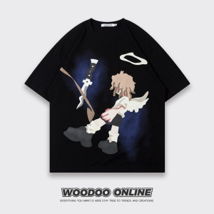天使降临 WOODOO 设计师品牌 美式卡通动漫抽象趣味创意 男女T恤