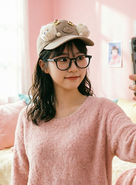 时尚百搭棒球帽女遮阳鸭舌帽可爱帽子小众设计感原创帽子防晒女帽