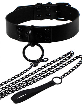 欧美暗黑夜店哥特风皮革项圈项链 个性时尚黑钉O形颈圈颈链锁骨