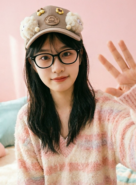 可爱卡通时尚百搭帽子遮阳防晒帽鸭舌帽小众设计感棒球帽韩版帽子