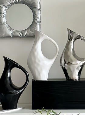 北欧ins风陶瓷花瓶轻奢插花感家家居装饰玄关花瓶陶瓷摆件