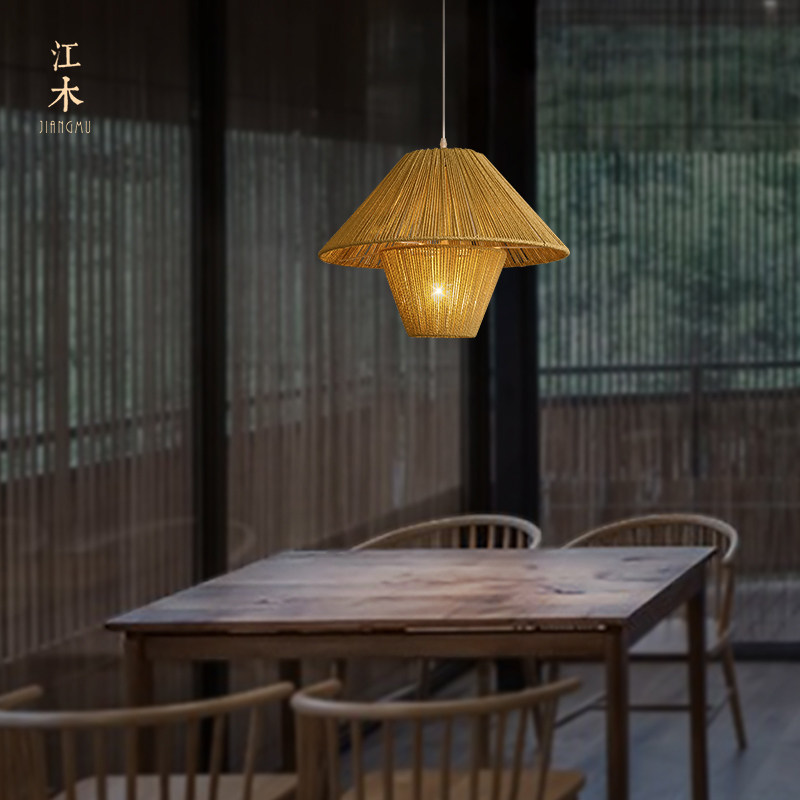 日式风民宿酒店餐饮饭店个性创意禅意茶室宴会厅手工编织麻绳吊灯