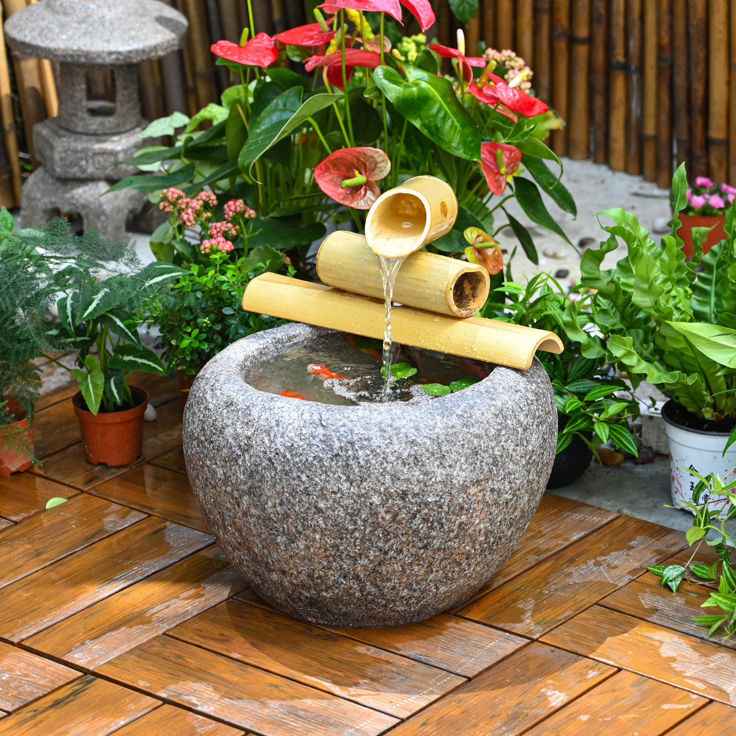 创界景观造景设计养鱼池流水摆件