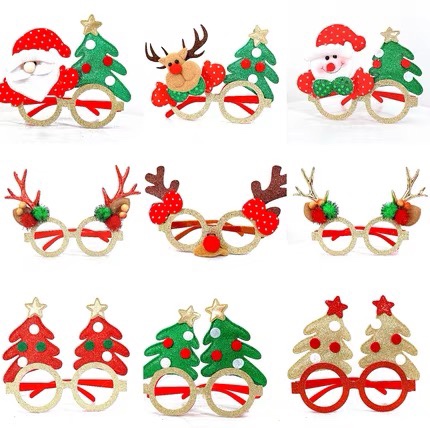 50个圣诞节眼镜框成人儿童玩具搞怪装饰品幼儿园平安夜可爱小礼物