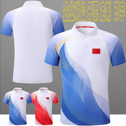 中国国家队运动t恤速干乒乓球训练短袖散打武术教练服polo衫定制