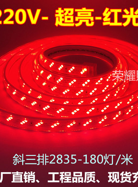 led超亮红光220v防水180灯红色蓝色金黄暖光工程会所装饰灯带条