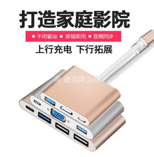 hdmi转换器适用华为苹果笔记本电脑type c扩展坞USB3.0网口VGA