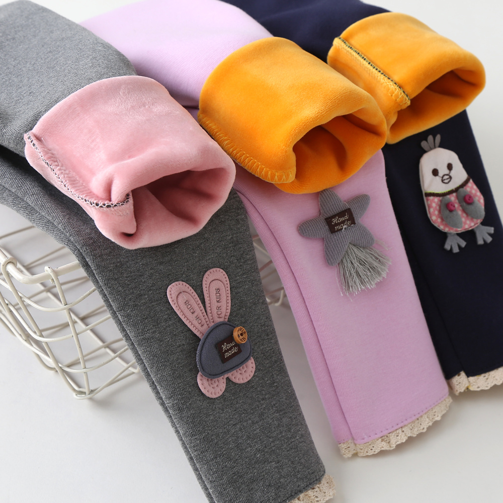 秋冬外穿新款宝宝加厚一体绒裤子