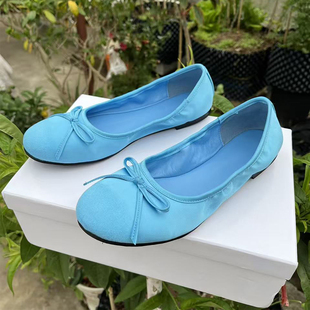 孝昌起点真丝蝴蝶结芭蕾舞鞋女圆头浅口平底一脚蹬软底玛丽珍单鞋