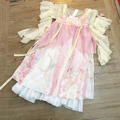 民族风唐装 中大童汉服儿童襦裙多层刺绣古装 新款 女童连衣裙春夏装