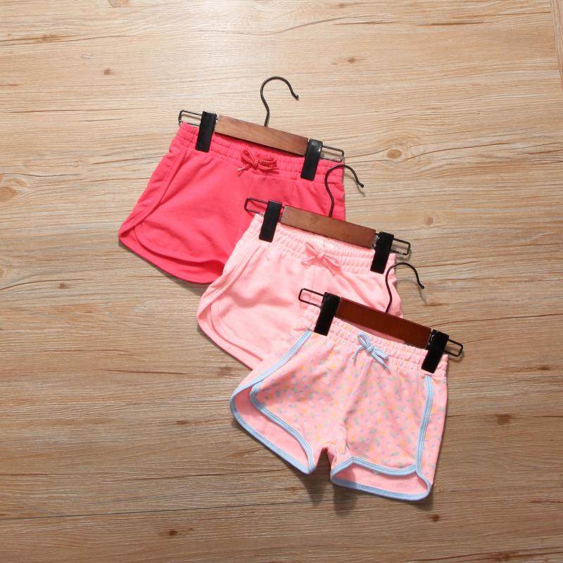 外贸出口女童短裤夏季新款中小童纯棉毛圈运动裤女孩糖果色五分裤