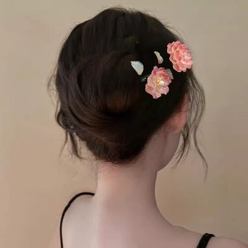 朵儿朵~云生海棠!花朵发簪!古风简单簪子大气感盘发发钗女头饰