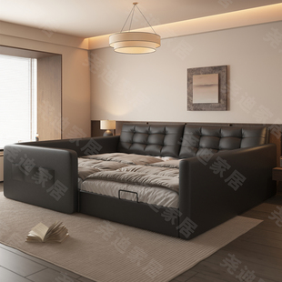 复古极简亲子家庭床二胎拼接大床子母床一家三口儿童带护栏储物床