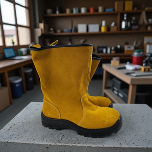精选批发大庆油田蕾法新款黄色翻毛四季单工靴防砸防刺穿