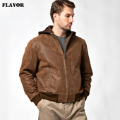 美式 海宁秋冬新款 真皮皮夹克男 机车皮衣海宁皮衣男加棉休闲外套