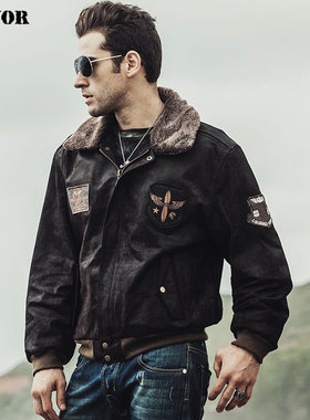 秋冬新款真皮皮衣男真皮夹克翻领袖标复古加棉机车皮夹克男士外套