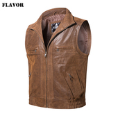 FLAVOR 休闲真皮马甲立领背心 真皮皮衣男美式 佛兰诺2019秋季 新款