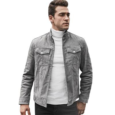 新款海宁狂野硬汉欧美真皮皮衣